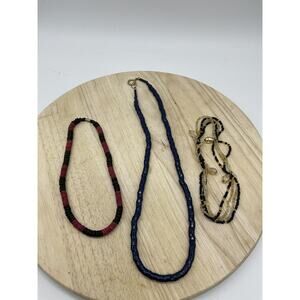 Lot 3 Beaded Necklace Womens‎ Multicolor Layered Blue Black Yellow Jewelry Set